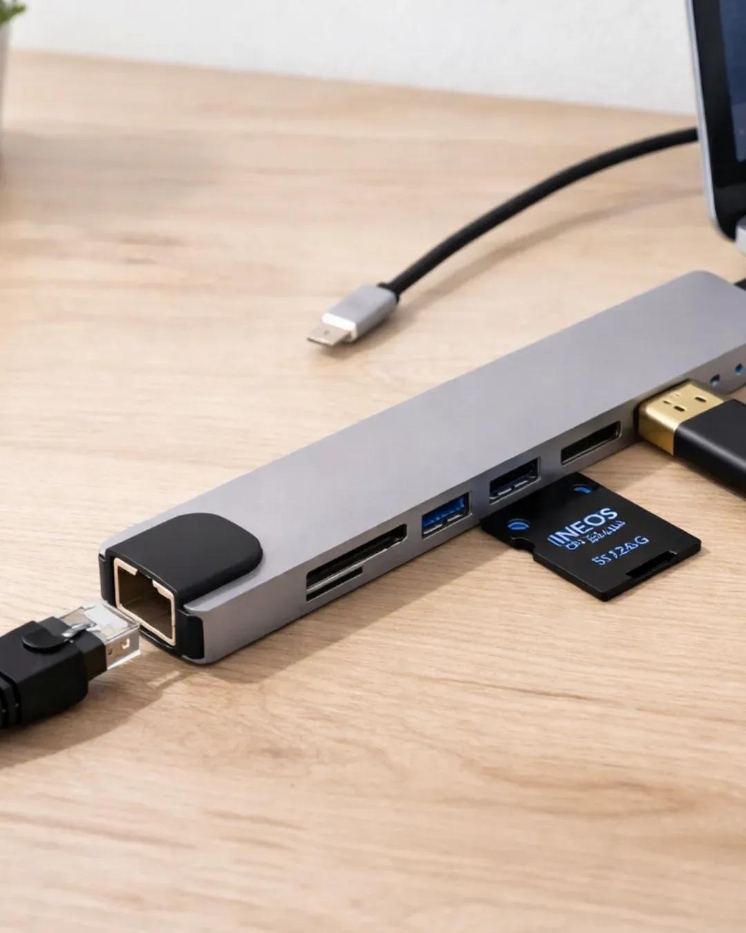 DAYI | Çok Fonksiyonlu Type C Hub USB HDMI Ethernet Kart Okuyucu
