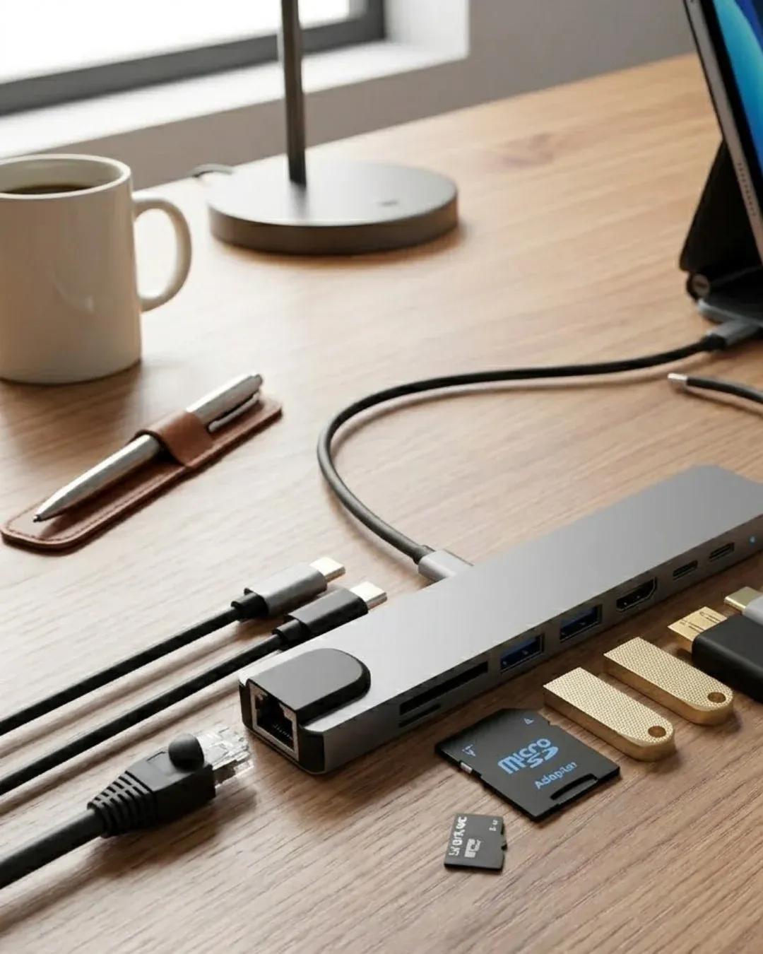 DAYI | Type C Çoklu Port Hub 8 Port USB HDMI SD Kart Ethernet Adaptör