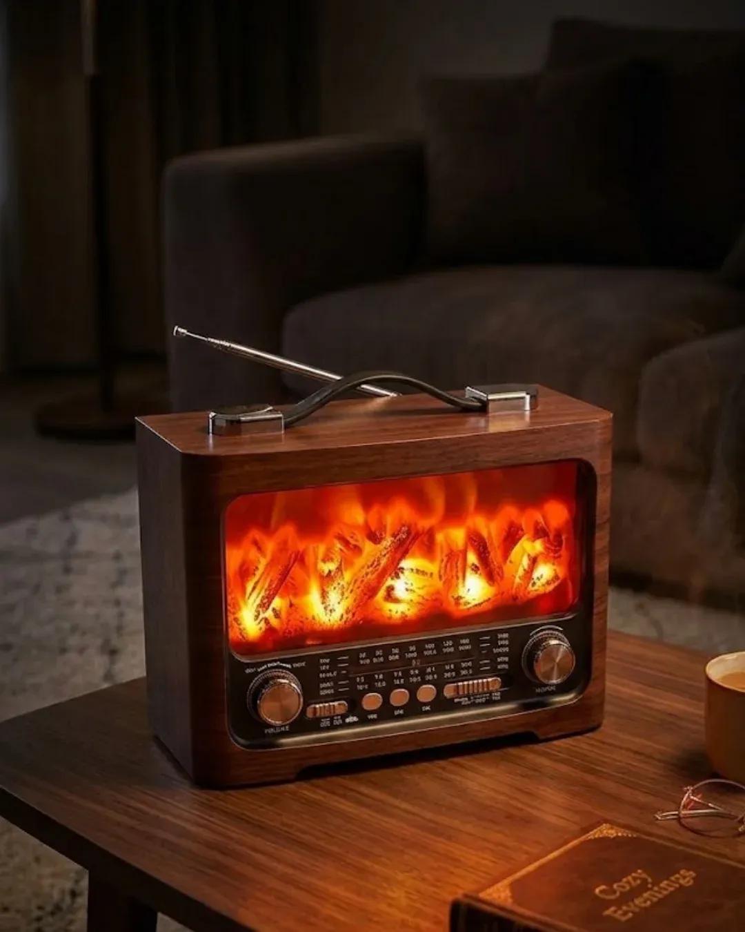 DAYI | Dekoratif Şömine Görünümlü Bluetooth Hoparlör FM AM SW Radyo USB TF Kart Müzik Çalar