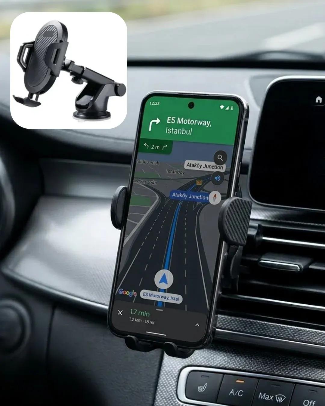 DAYI | 360° Döner Araç Telefon Tutucu Otomatik Kilit Mekanizmalı Stand