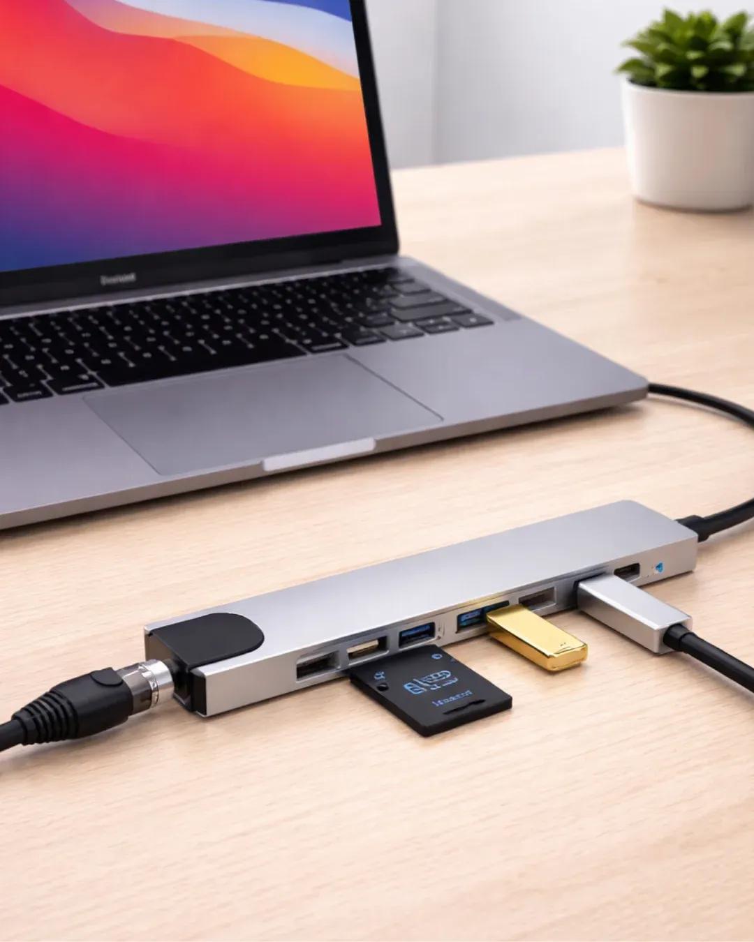 DAYI | Type C Hub Çoklayıcı 8 Port USB HDMI RJ45 Kart Okuyucu